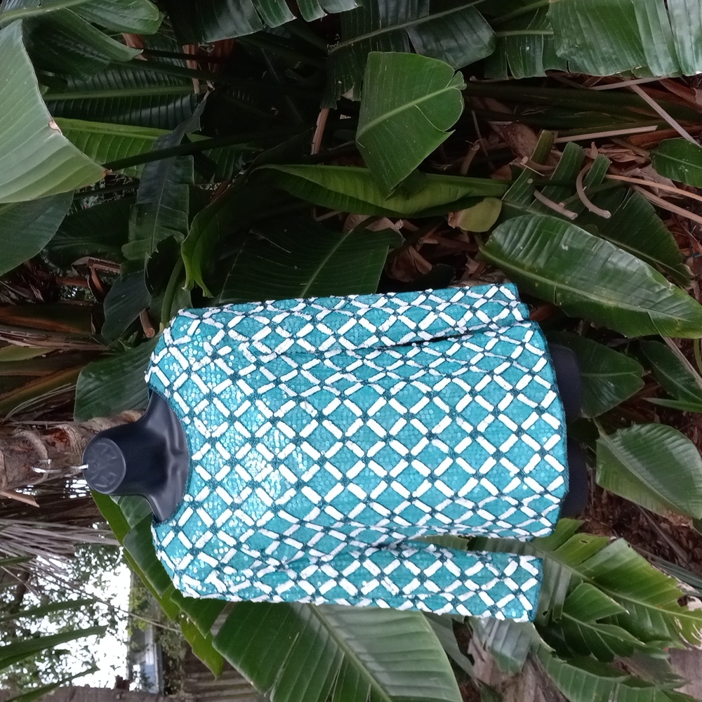 Vintage sequin and bead geo print top